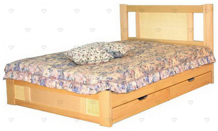 Лион-2  кровать с ящиками и  ротангом