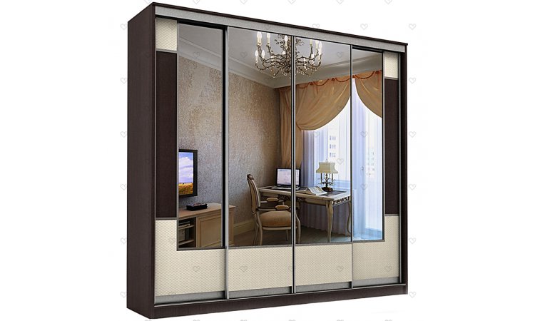 Неаполь-14 шкаф-купе с ротангом