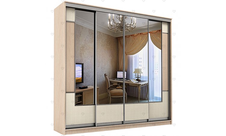 Неаполь-14 шкаф-купе с ротангом