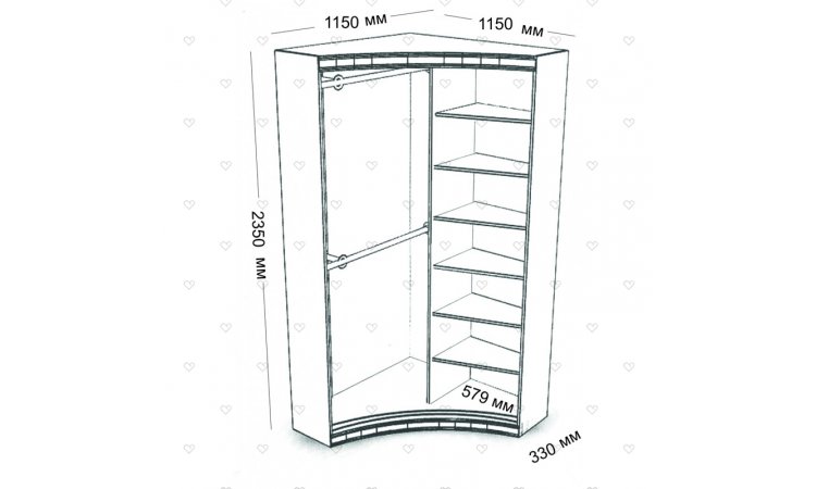 Радиус угловой шкаф-купе радиусный